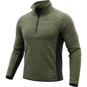 Canada Weathergear Mens Large Green Heathered Quarter Zip Pullover Fleece Jacket